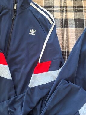 adidas Navy, Light Blue & Red Retro Track Jacket and Pants